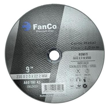 Imagem de 10 Discos de Corte Premium Fino Inox 230X2,0 Esmerilhadeira - FanCo