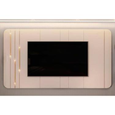Imagem de Painel Home Para Tv Até 75 Polegadas Celine 100% Mdf Com Led 241x132cm Off White - Dj Móveis