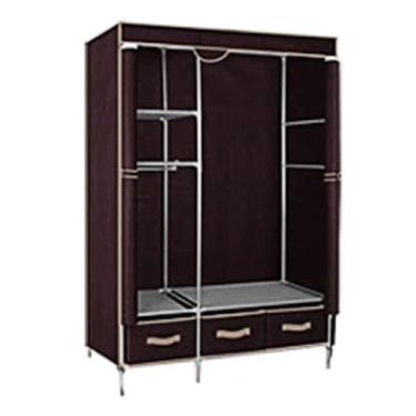 Imagem de Guarda-roupa Armário de guarda-roupa moderno autônomo rack de roupas com 3 gavetas guarda-roupa cremalheiras para quarto portátil crianças armário armário