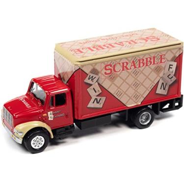 Imagem de 1999 International Cargo Truck Red with Graphics "Scrabble" "Pop Culture" 2022 Release 2 1/64 Diecast Model Car by Johnny Lightning