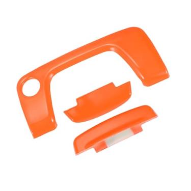 Imagem de REPAIROCK 1 conjunto de tampa de botão de interruptor de apoio de braço para console central para Jeep Wrangler JL JLU 2018-2024 Descanso de braço central adesivo de tampa de botão aberto ABS laranja