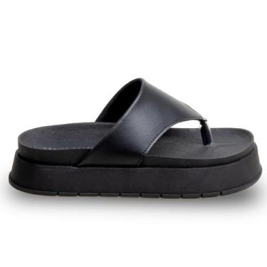 Imagem de Sandalia Feminina Flat Plataforma Com Tiras Largas Chinelo - JG, Preta