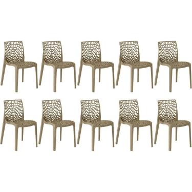 Imagem de Kit 10 Cadeiras De Jantar Gruvyer Design Em Polipropileno - Nude