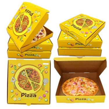 Imagem de HAISENGO 12 Caixas De Pizza, 9 X 9" Papelão Ondulado Kraft, Impressão, Recipientes Para Viagem, Armazenamento Biscoitos E Alimentos