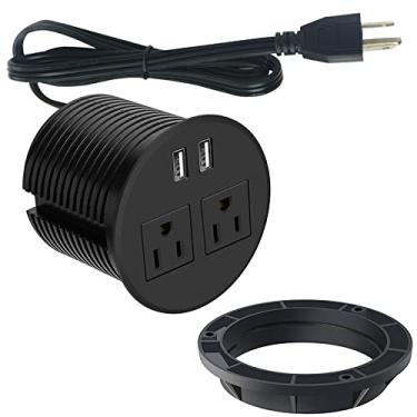 Imagem de Triantstek Ilhós De Mesa Com Portas Usb, Tomada Mesa, Barra Embutida Para Bancada, Sofá, Gabinete, Conferência (Preto)