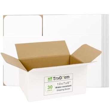 Imagem de TryDrem Caixas De Remessa Brancas, 10X7X6, Papelão Médio, Pacote Com 30 Unidades