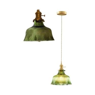 Imagem de Luminária Pendente LED De Vidro Verde Vintage Para Sala De Jantar, Ilh