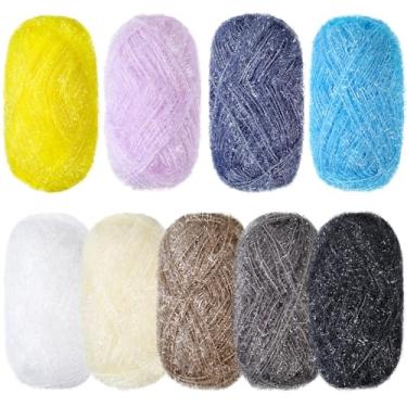 Imagem de Timgle 9 novelos para panos de prato fio brilhante arco-íris para crochê, tricô, lavagem de louça, projetos de artesanato (clássico)