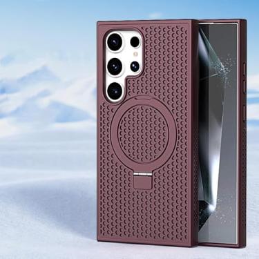 Imagem de YOGISU Capa de celular com suporte magnético ultramagnético para Galaxy S24, capa rígida de TPU de luxo com resfriamento (para Galaxy S24 Ultra/A)