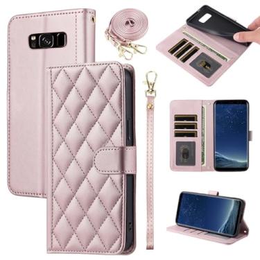 Imagem de Furiet Capa carteira para Samsung Galaxy S8 Plus com alça de pulso, alça de ombro, compartimentos para cartões, bolsa fólio, acessórios de couro PU de luxo para S8plus S 8 8plus 8S Edge S8+ SM-G955U