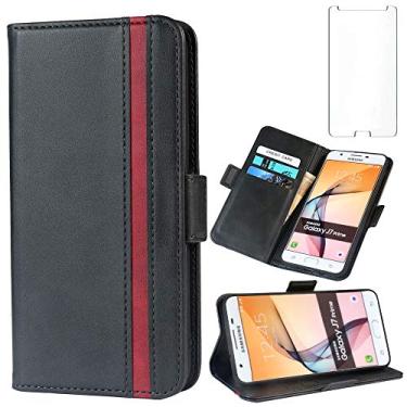 Imagem de Capa de telefone para Samsung Galaxy J3 Luna Pro J 3 Prime 2017 Emerge Eclipse Mission capas carteira com vidro temperado protetor de tela capa de couro flip acessório para cartão Glaxay S327VL feminino preto, Preto