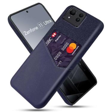 Imagem de Capa para ASUS Zenfone 11 ULTRA,Tela e tampa de couro PU,Antideslizante,360°cobertura completa à prova de choque com 1 slot de cartão atrás,Prevenção de queda-Blue