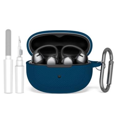 Imagem de TUDIOW Capa SHOKZ OpenDots ONE, capa protetora de silicone macio à prova de choque compatível com os fones de ouvido SHOKZ OpenDots One com kit de limpeza e chaveiro (azul escuro)