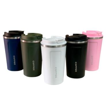 Imagem de Copo Térmico Cafe Cerveja Com Tampa Aço Inoxidável Anti-vazamento 500ml Cor:Branco