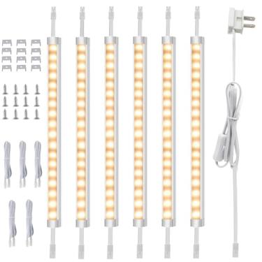 Imagem de AIBOO Iluminação Sob O Armário, Luzes Reguláveis De 12 Polegadas Sob O Balcão, Plugue De 120 V E Com Fiação Fixa, Luzes De Armário Led Conectáveis Para Cozinha, Prateleira, Bancada De Trabalho, Mesa