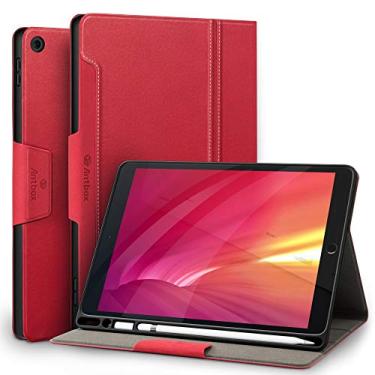 Imagem de Capa Antbox para iPad 10.2 2019 para iPad 7ª geração com suporte de lápis Apple incorporado, função hibernar/despertar automática, capa inteligente de couro PU para iPad 10,2 polegadas 2019, Vermelho