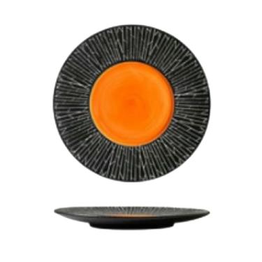 Imagem de Prato ocidental de cerâmica listrado preto restaurante prato criativo bife macarrão - laranja