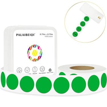 Imagem de PALAIBEIQI Rolo De Etiquetas Térmicas Redondas 3/4" Com Círculos Coloridos 0,75" Para Impressão, Codificação Cores Verde Autoadesiva Escritório, Sala Aula, 1000 Unidades