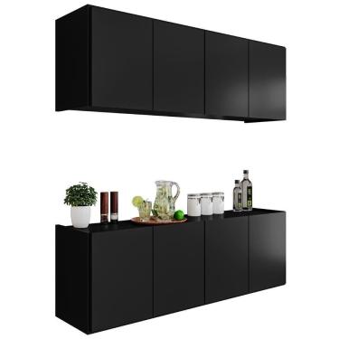 Imagem de Armário De Cozinha E Balcão Suspenso 118cm Monna Preto Z34 - Mpozenato