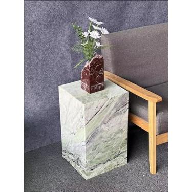 Imagem de Mesa lateral de mármore luxuosa, mesa de canto quadrada para sofá e cama modernos, sala de estar, sofá, quarto (verde Fenda)