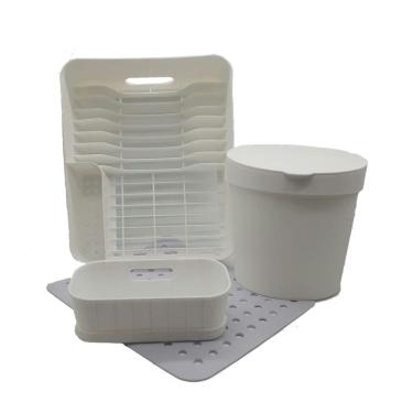 Imagem de Kit de cozinha  Organizador, Escorredor, Grade e Lixeira 