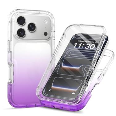 Imagem de Capa transparente de proteção total de 360° com protetor de tela integrado para iPhone 17 Pro Max, capa fina de TPU e PC, bordas elevadas, aderência antiderrapante, design de camada dupla à prova de