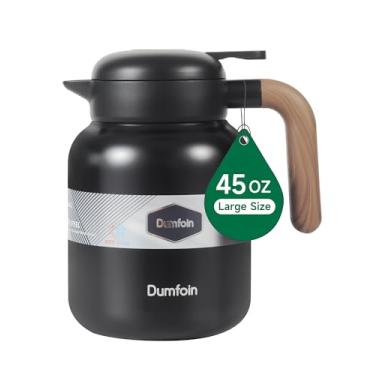 Imagem de Garrafa térmica de café de 1,275 g, garrafa de café isolada a vácuo de aço inoxidável para manter o calor, dispensador de bebidas de 1,3 litro (preto)