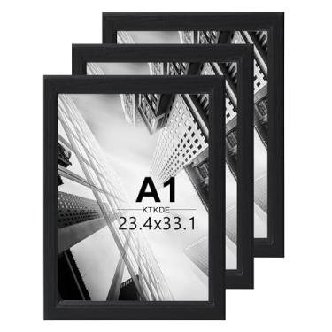 Imagem de KTKDE A1 Conjunto de porta-retratos de 3,23 x 84 cm, moldura de madeira, preto, horizontal ou vertical, para casa, exposição, moldura grande para fotos, pôsteres - impressões artísticas o melhor