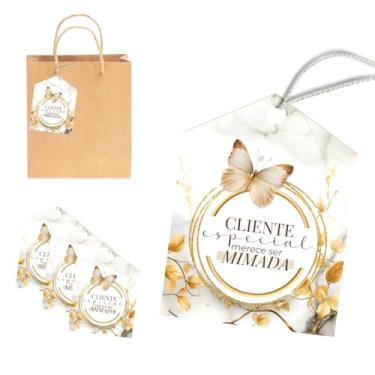 Imagem de 108 Unidades Tags Etiqueta para Sacola com Frase Cliente Especial Merece Ser Mimada para Presentes Embalagens e Lembrancinhas Lojas