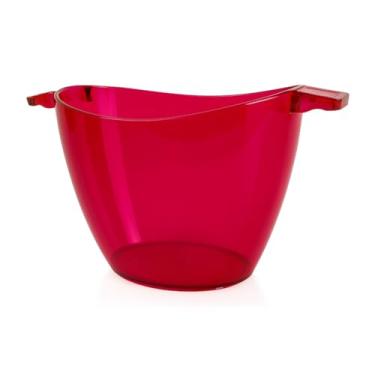 Imagem de Champanheira Balde De Gelo Com Alça De Cristal 5l Cor Transparente conservador de bebidas Inquebrável e Elegante, Ideal para Festas, Churrascos e Eventos(Vermelho Rubi)