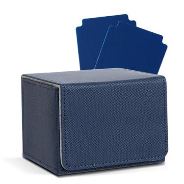 Imagem de Zettokete MTG Deck Box with 2 Dividers, Large Capacity Commander Deck Box Fits 100+ Double-Sleeved Cards, PU Leather Card Deck Box Compatible with Magic Commander YuGiOh TCG CCG, Blue