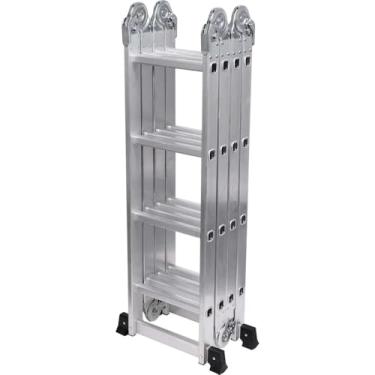 Imagem de Escada Aluminio, Escada em Alumínio Articulada Dobrável 16 degraus 4x4 Até 13 Posições Aguenta 150kg