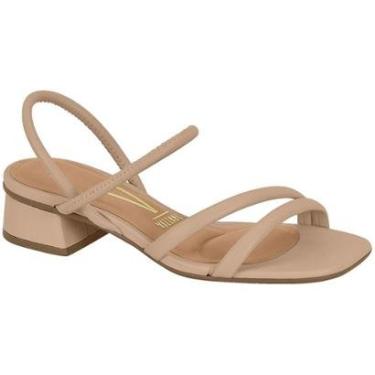 Imagem de Sandalia Vizzano Salto Grosso Baixo Bloco Tiras Feminina - Verde Esmeralda - 38-Feminino