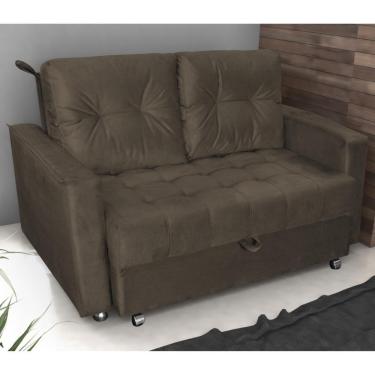 Imagem de Sofá Cama 2 Lugares Yago Veludo Marrom