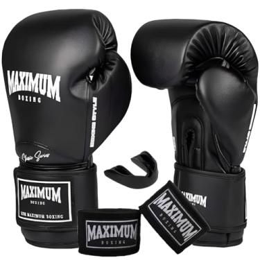 Imagem de Luva De Boxe Muay Thai + Bandagem + Protetor Bucal - Maximum (New Classic Preto, 10oz)