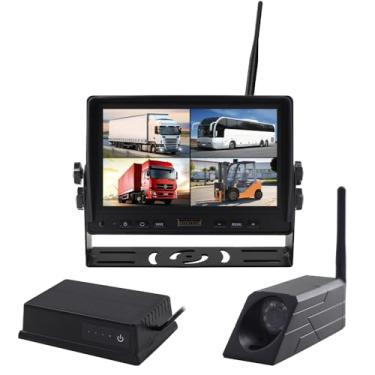 Imagem de HAONINYUE Monitor de segurança de empilhadeira e van, sistema de vigilância suporta gravação de vídeo, monitor de 7 polegadas, câmera sem fio HD 720P com base magnética, sistema de monitoramento