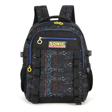 Imagem de Mochila Sonic de Costas Juvenil Escolar Luxcel Preto