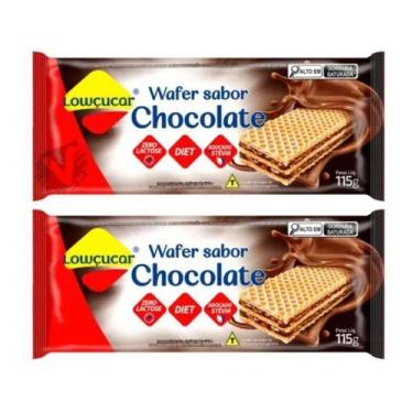 Imagem de Kit 2 Biscoito Wafer Lowçucar 115g Zero Açucar Sem Lactose Diet Bolach