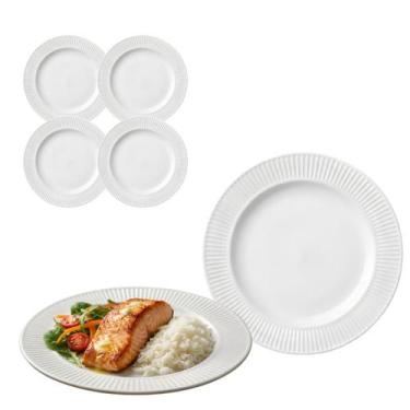 Imagem de Jogo 4 Pratos De Vidro Redondo Raso Opaline Branco 25cm - CLICK HOUSE