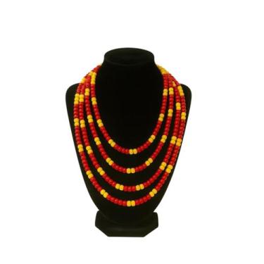 Imagem de Guia Missangão Bicolor Amarela com Vermelha Opaca  Energia  Prosperida