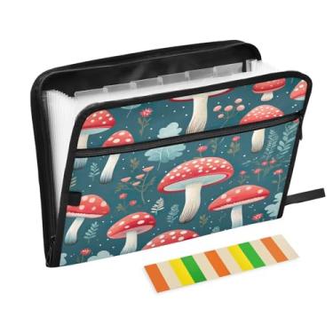 Imagem de Wassud Aquarela Cogumelos Vermelhos Acordeão Arquivo Organizador Letra A4 Pasta de Arquivo de Papel Organizador de Documentos com Etiquetas Pasta de Arquivo Expansível 13 Bolsos