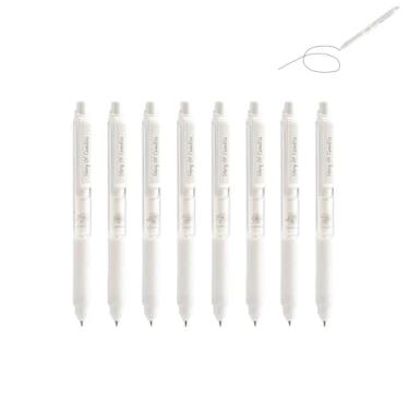 Imagem de GZBABY Caneta de tinta gel, 8 peças, caneta esferográfica de ponta fina, tinta preta, 0,5 mm, secagem rápida (camélia)