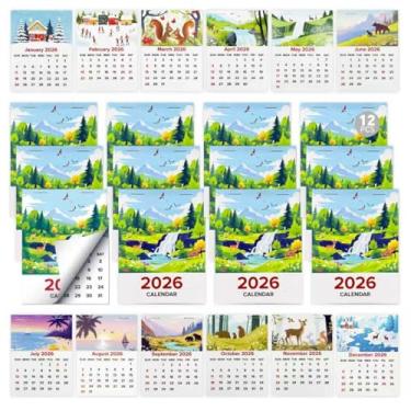 Imagem de Minicalendários 2026 Pacote com 12: Calendários mensais adesivos pequenos para painel de carro, geladeira, parede, laptop, escritório, caminhão e planejador | designs mensais vibrantes | 8,5 cm x 11,3