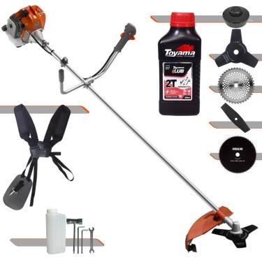 Imagem de Roçadeira Tekna RL430ACN-TK 43cc 1,7HP Com Carretel de Nylon + Lâmina Facão + Lâmina 3 Pontas + Lâmina 40 Dentes + Lâmina 80 Dentes + ÓLEO TOYAMA 2T
