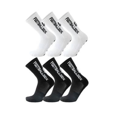 Imagem de Meias Antiderrapantes Unissex Para Exercícios 6 Pares Para Futebol Bas