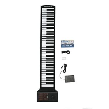 Imagem de LiebeWH Piano Portátil Enrolado Com 61 Teclas, Teclado Giratório Manual, Pianos Digitais Eletrônicos Multifuncionais para Casa de Viagem para Crianças, Conexão, Ritmos de 128 Tons USB