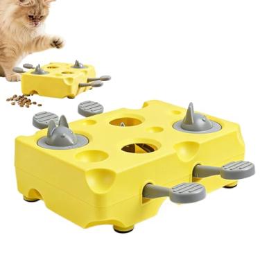 Imagem de Brinquedos Interativos para Gatos - Alimentador Puzzle de Queijo Engraçado Antiderrapante,Dispensador de Comida para Gatos | Para Brincar Treinar Mantê-Los Ativos Enriquecimento Interno Reduzir Tédio