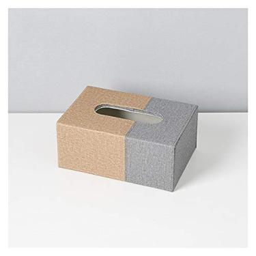 Imagem de Caixa dispensadora de lenços para bombear papel pode ser dada como um presente para amigos, caixa dispensador de lenços faciais com costura de duas cores (cor: B) (D)