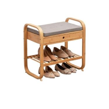 Imagem de Armários para sapatos com prateleiras para sapatos Banco de sapatos com gavetas, banco entrada, porta-sapatos, armazenamento madeira para entradas, corredores, salas estar e quartos(Pequeno)