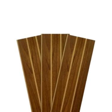 Imagem de Placas Painel Ripado MDF Autocolante 45x11cm – Decoração Moderna Sem Obra(FREIJÓ,50 PLACAS)